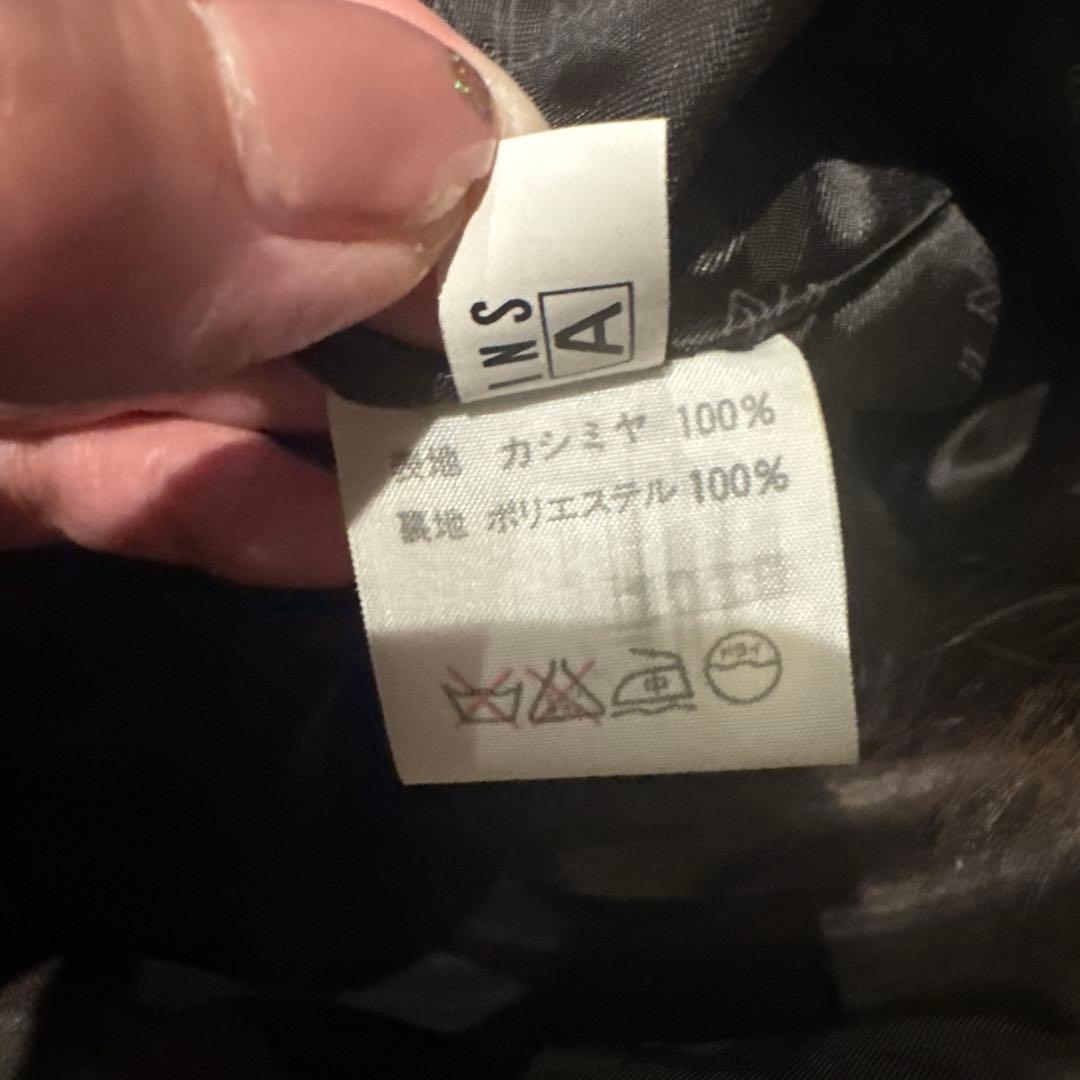 バルマン　ダークブラウン フード付き　カシミヤ　美品　ケープ　ポンチョ