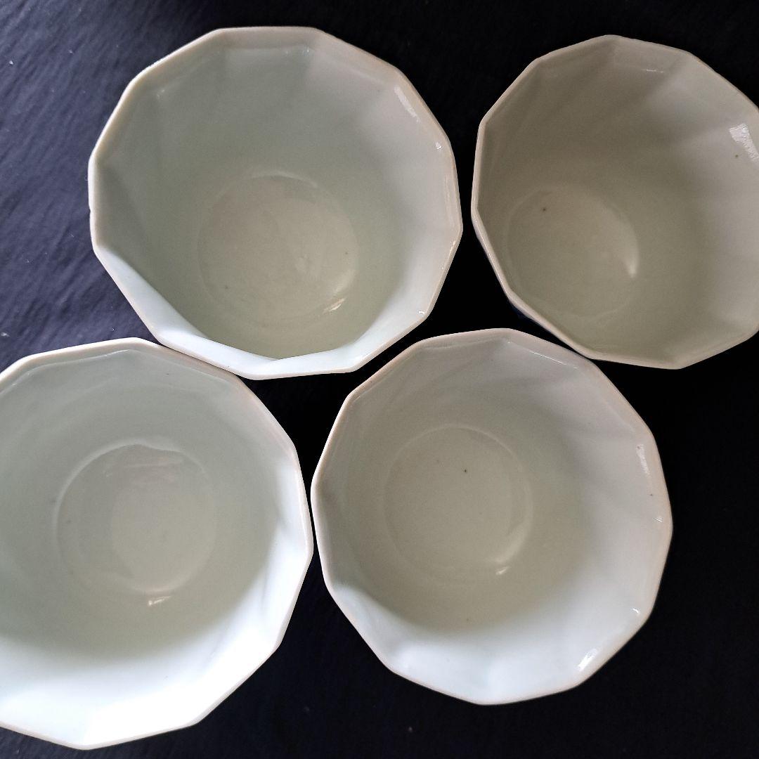 「不思議デザインな古伊万里(直径9.5cm)」 染付向付4客セット 骨董アンティ