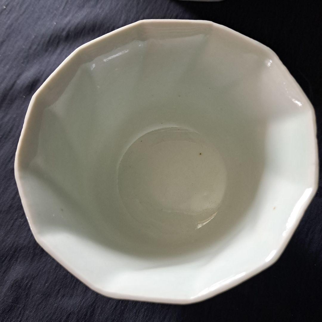 「不思議デザインな古伊万里(直径9.5cm)」 染付向付4客セット 骨董アンティ