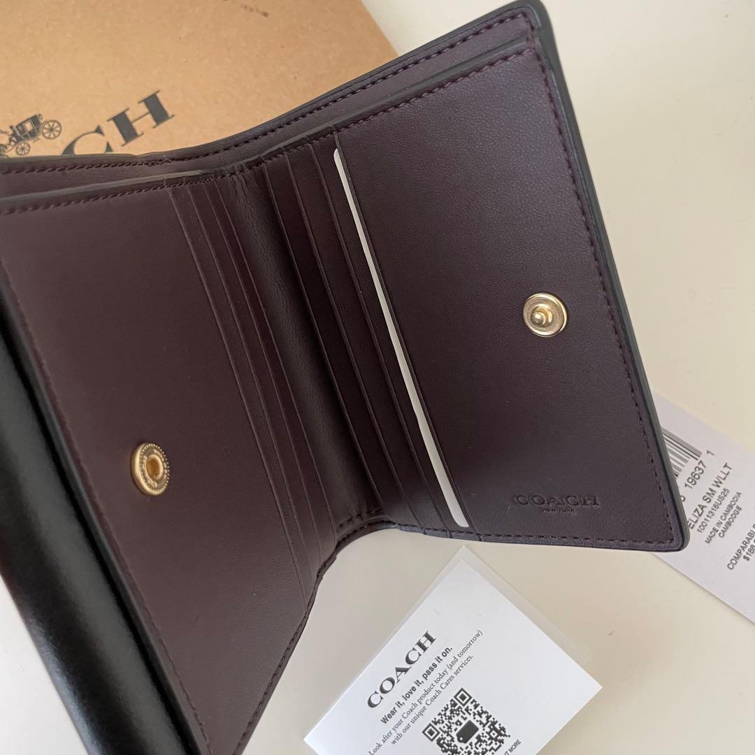 COACH コーチ　折り財布　ミニウォレット　シグネチャーブラウン　ブラック　黒