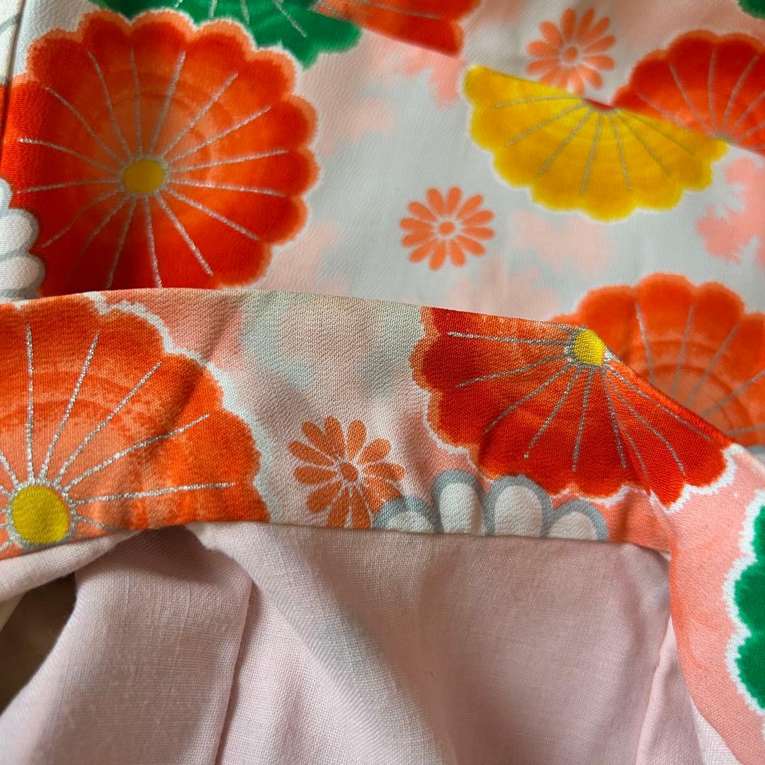 七五三 3歳 子供着物 753 アンティーク着物 被布 女の子 三歳 ピンク 白