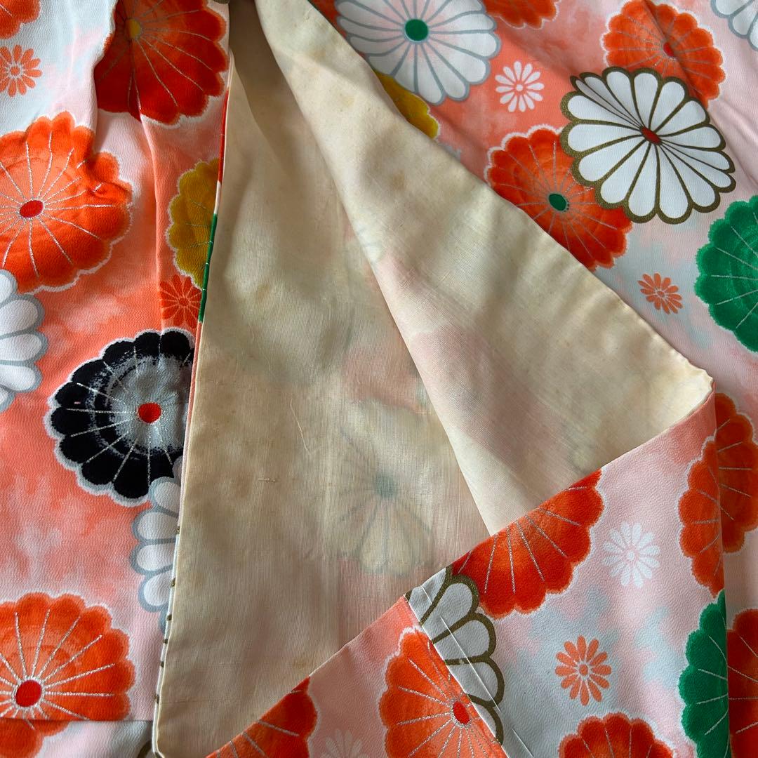 七五三 3歳 子供着物 753 アンティーク着物 被布 女の子 三歳 ピンク 白