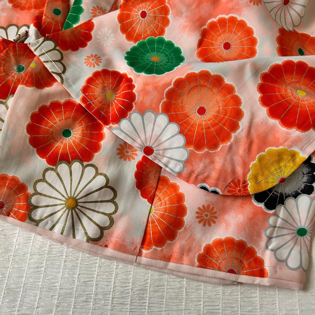 七五三 3歳 子供着物 753 アンティーク着物 被布 女の子 三歳 ピンク 白