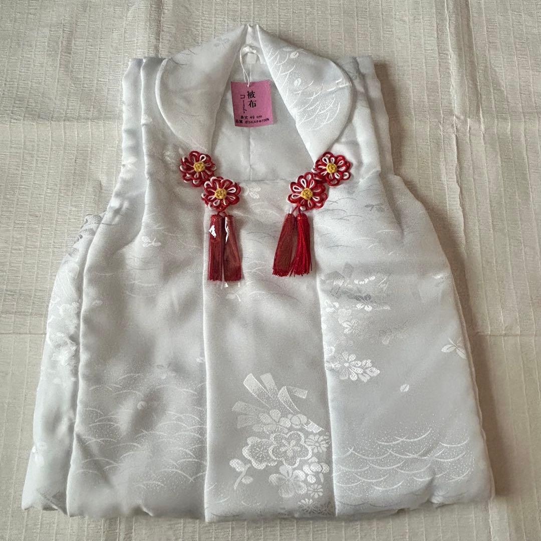 七五三 3歳 子供着物 753 アンティーク着物 被布 女の子 三歳 ピンク 白