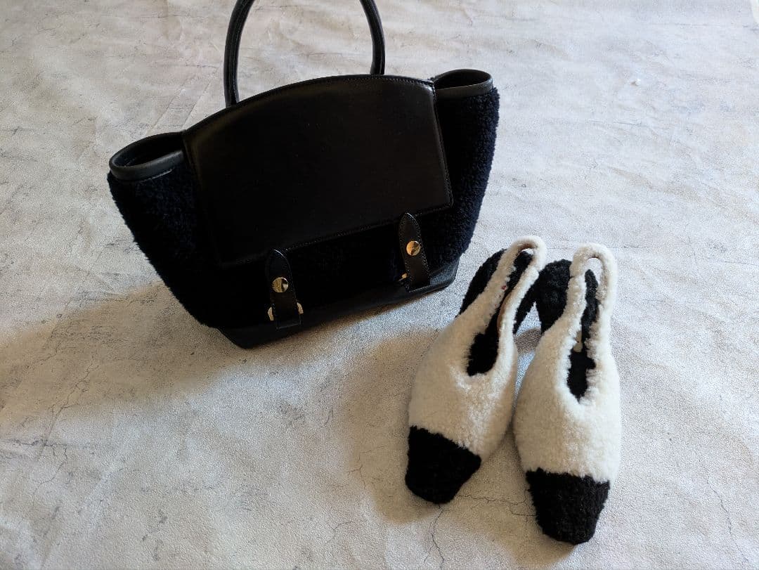 MARNI ムートンボアポインテッドトゥ シューズ