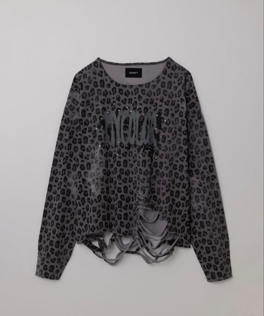 GRANCY / 総柄ラインストーングラフィックロンT