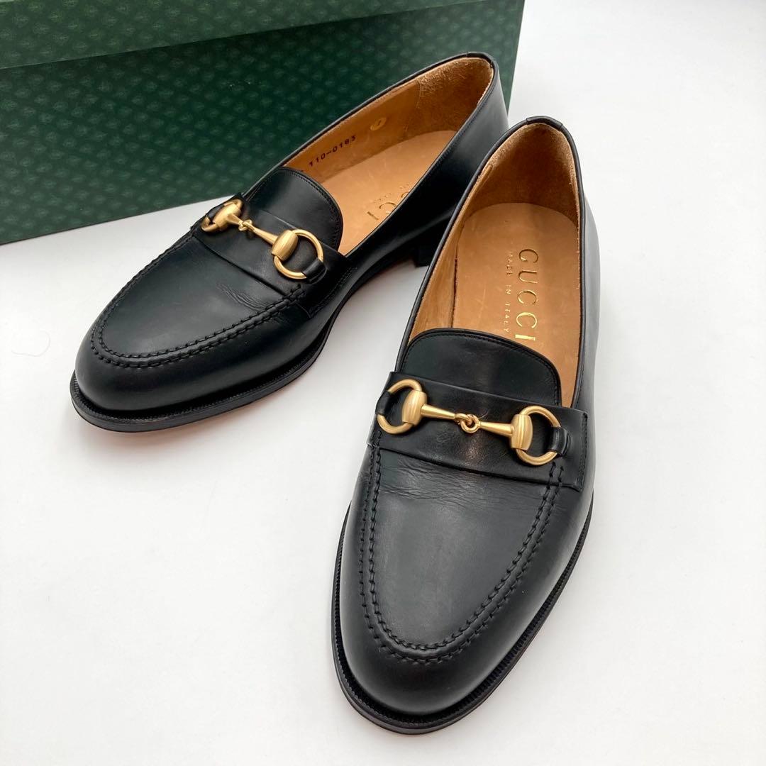 アラビアート✨ GUCCI ローファー 革靴 ホースビット 黒 レザー 7