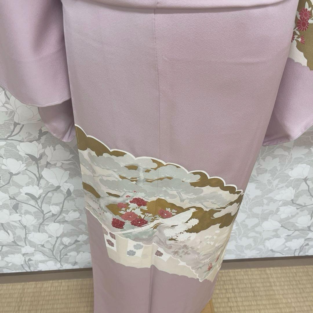 正絹 訪問着 扇面重文(未使用品)袋帯セット【裄69cm】