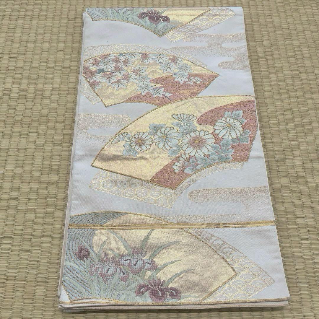 正絹 訪問着 扇面重文(未使用品)袋帯セット【裄69cm】