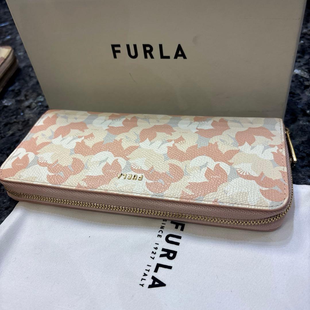 フルラ長財布 BABYLON XL ZIP AROU 花柄 ピンククリーム未使用