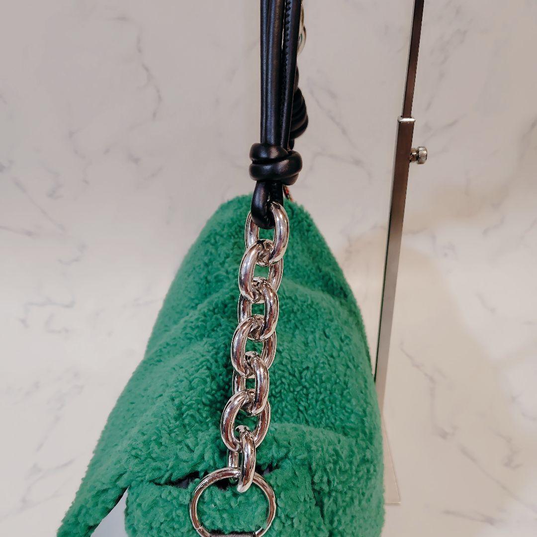 TOUS トウス シープスキン ラージクロスボディバッグ グリーン