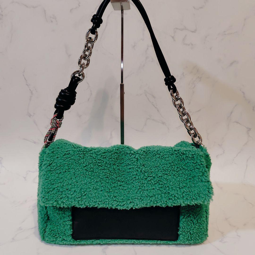 TOUS トウス シープスキン ラージクロスボディバッグ グリーン