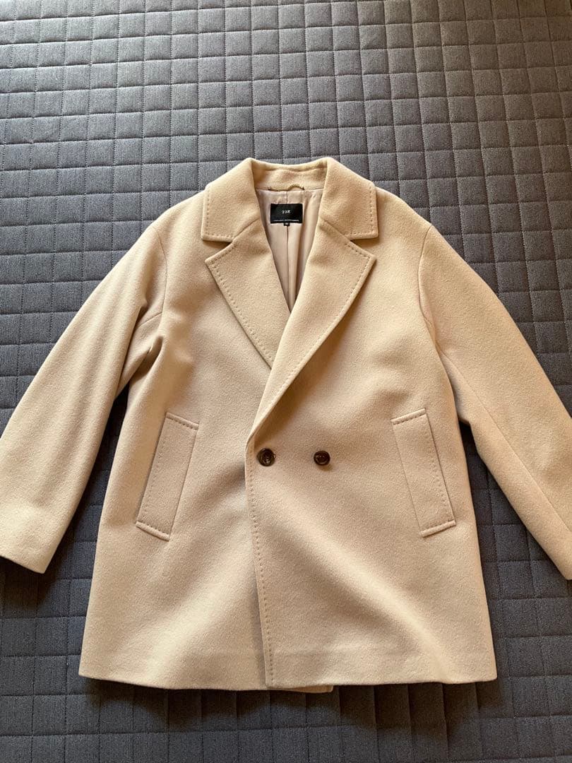 23区　38 ベージュ ダブルブレスト ウールコート Mサイズ