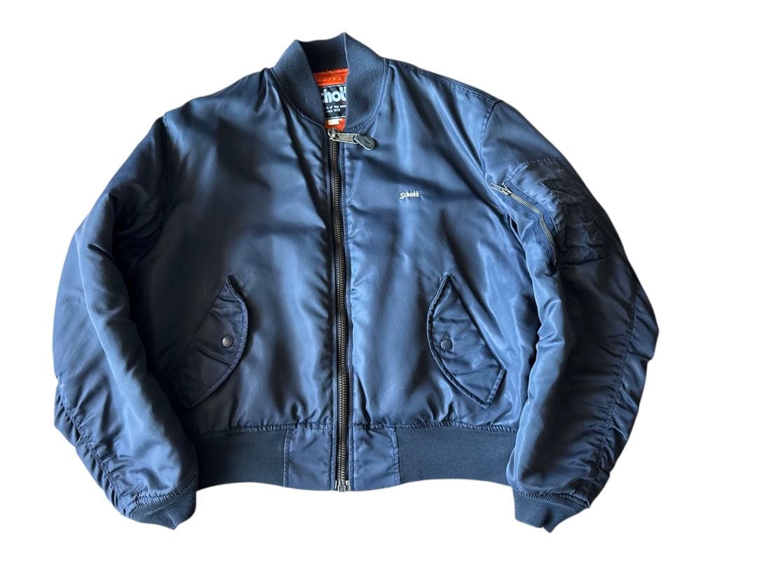 y*a様 Schott MA-1 フライトジャケット ネイビー ショット