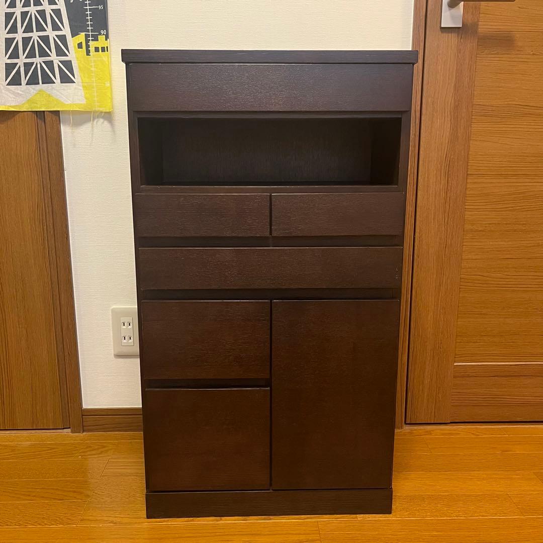 姫ちゃん　FAX台　ルーター収納　天然木　台　46cm ブラウン　収納