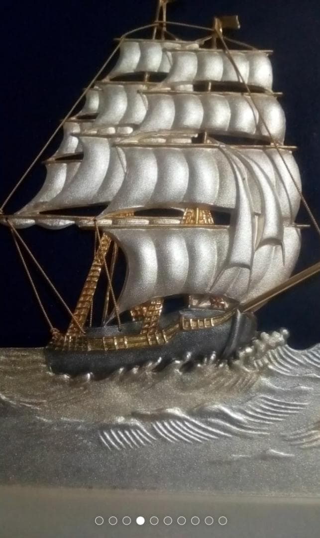 武比古純銀帆船5号レリーフ銀99.9刻印あり箱無し銀13.9g30×32