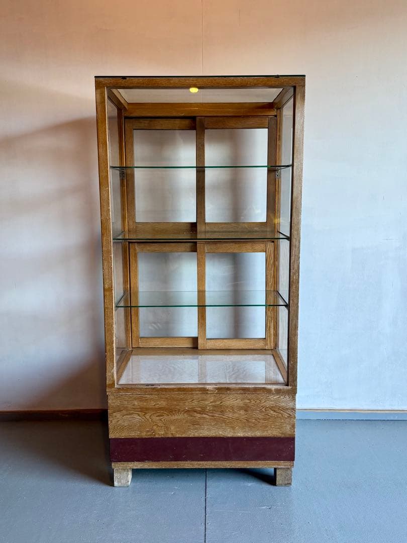 引取り限定 木枠 ガラス ショーケース 陳列棚 飾り棚 パンケース 古家具 什器