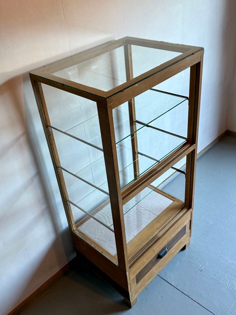 引取り限定 木枠 ガラス ショーケース 陳列棚 飾り棚 パンケース 古家具 什器