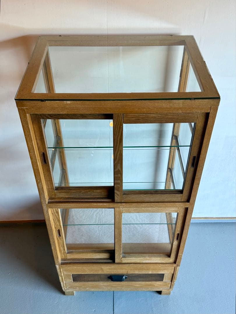 引取り限定 木枠 ガラス ショーケース 陳列棚 飾り棚 パンケース 古家具 什器
