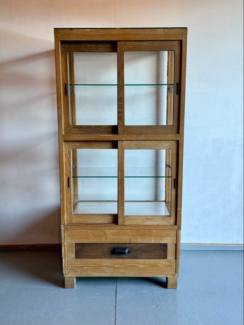 引取り限定 木枠 ガラス ショーケース 陳列棚 飾り棚 パンケース 古家具 什器