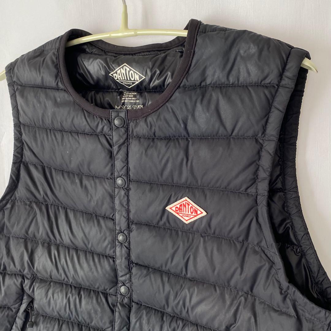 DANTON ダントンダウンベストクルーネック　Ｍサイズ36ブラック男女兼用