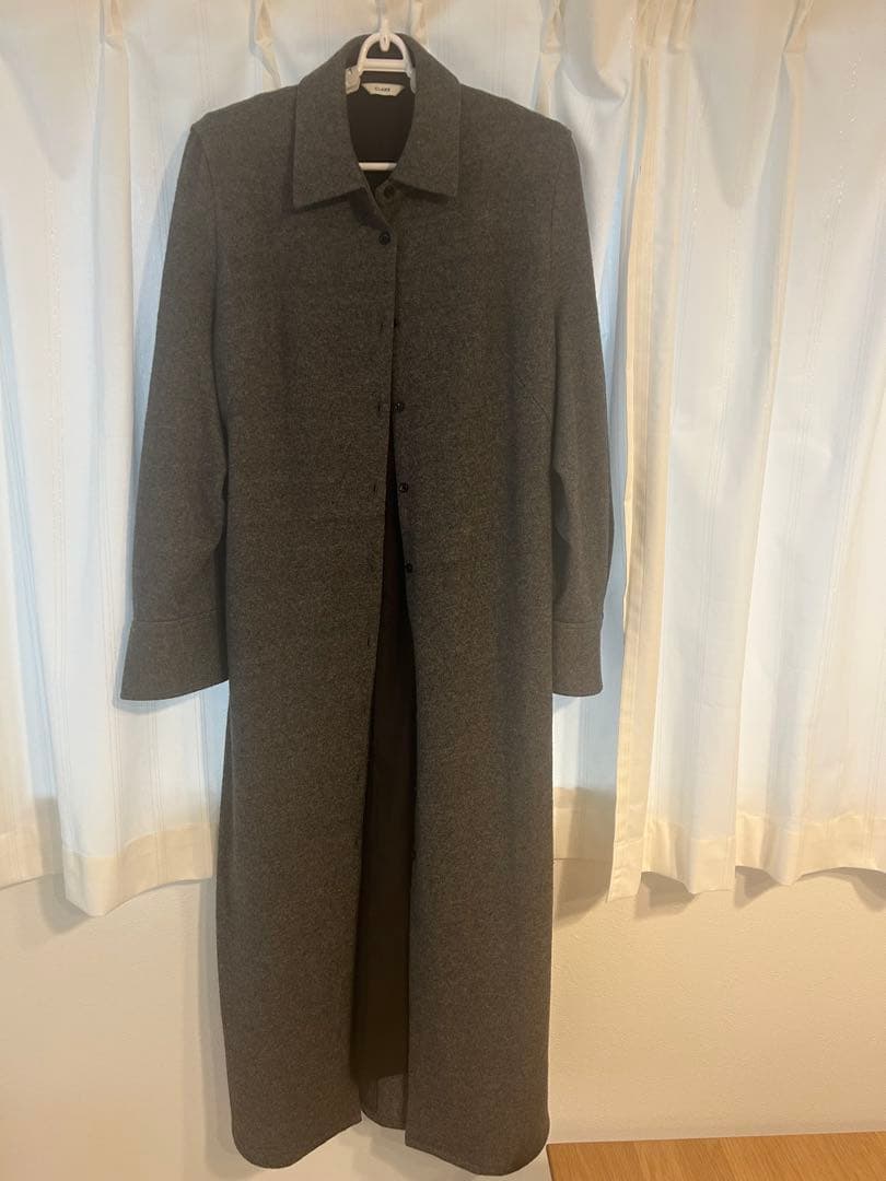 ワンピース clane POWER SHOULDER WOOL ONEPIECE