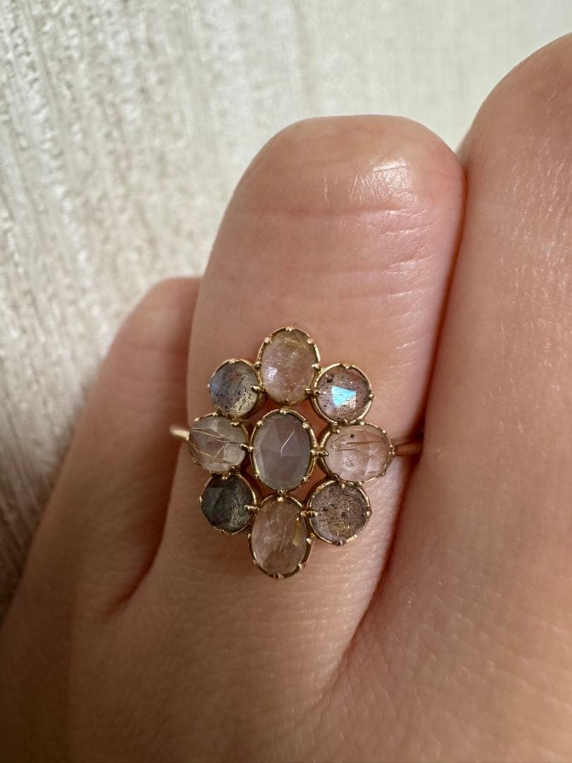 アガット✴︎K10リング11号✴︎ラブラドライト・ルチルクォーツ