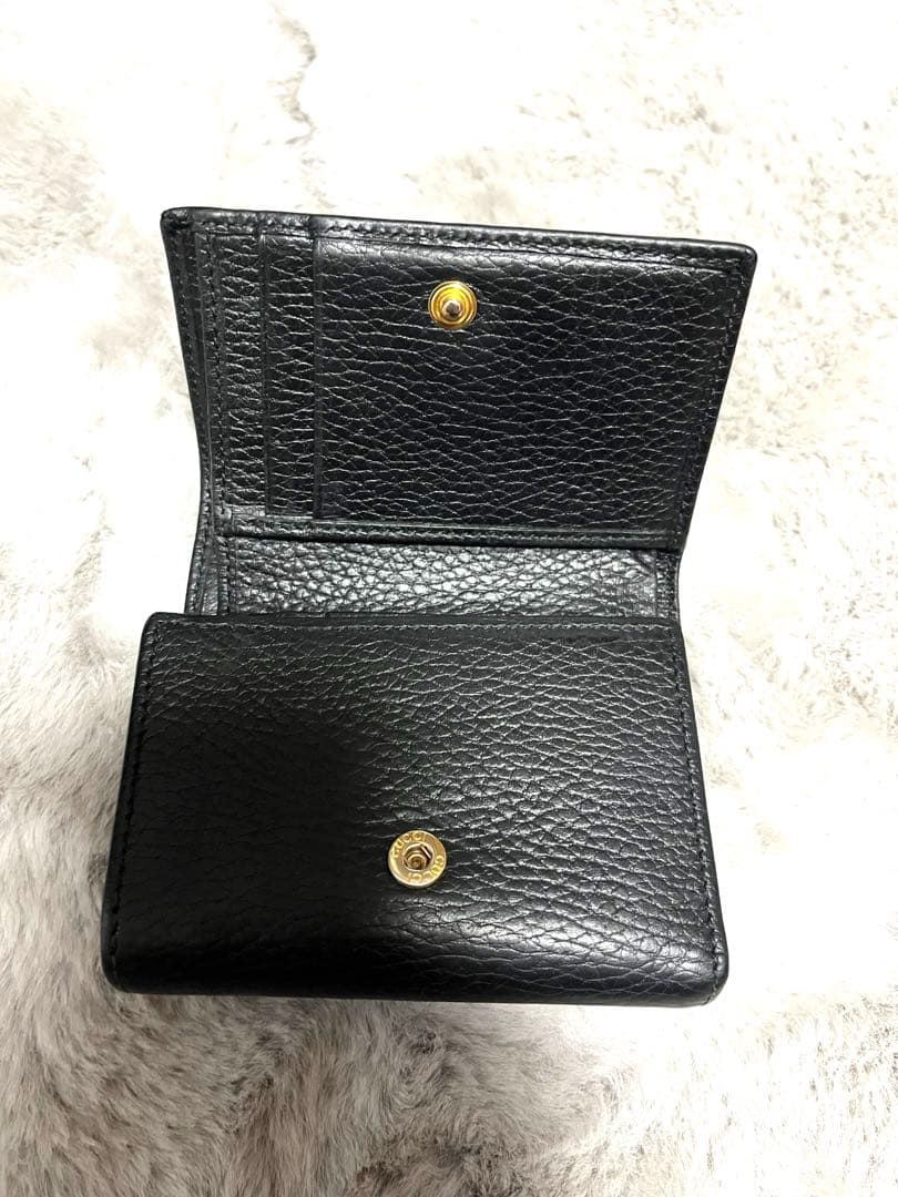 hiro様　グッチ　折り財布　GGマーモント　Wホック　レザー　ブラック　黒