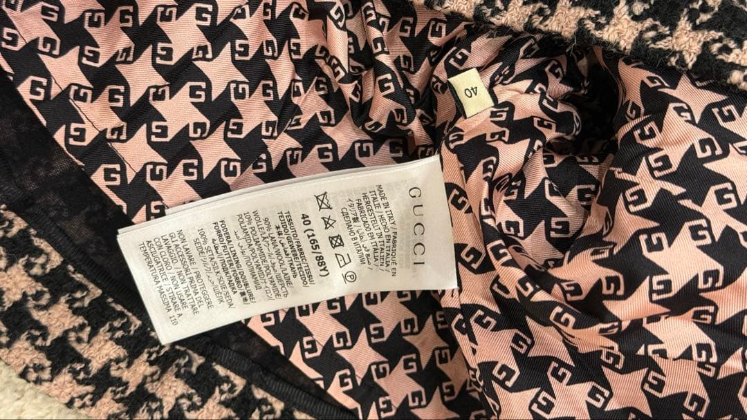 新品Gucciグッチ　ウールシルク千鳥格子柄 コートジャケットイタリア製