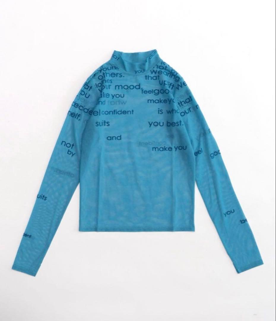 One end 　フロッキープリントシアータートルネックトップ