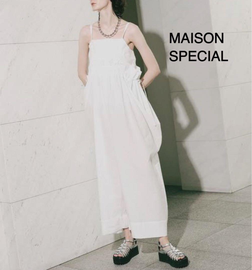 【美品】メゾンスペシャル　ボリュームバルーンロンパース　ホワイト　サロペット