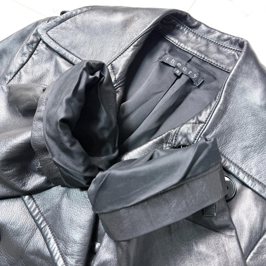 ✨希少✨セオリー ラムレザー100％ トレンチコート 軽量 ペプラム ブラック