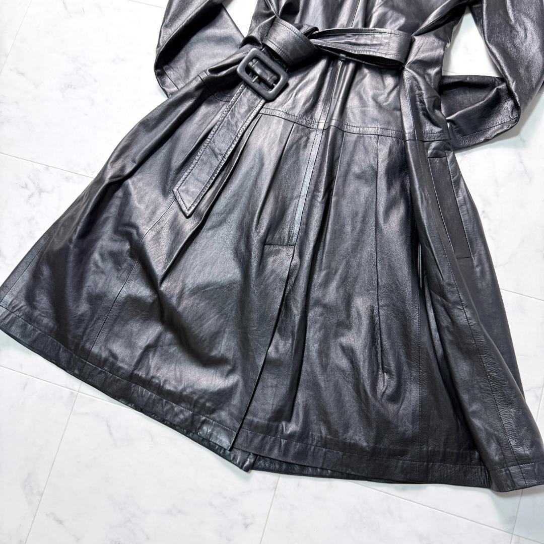 ✨希少✨セオリー ラムレザー100％ トレンチコート 軽量 ペプラム ブラック