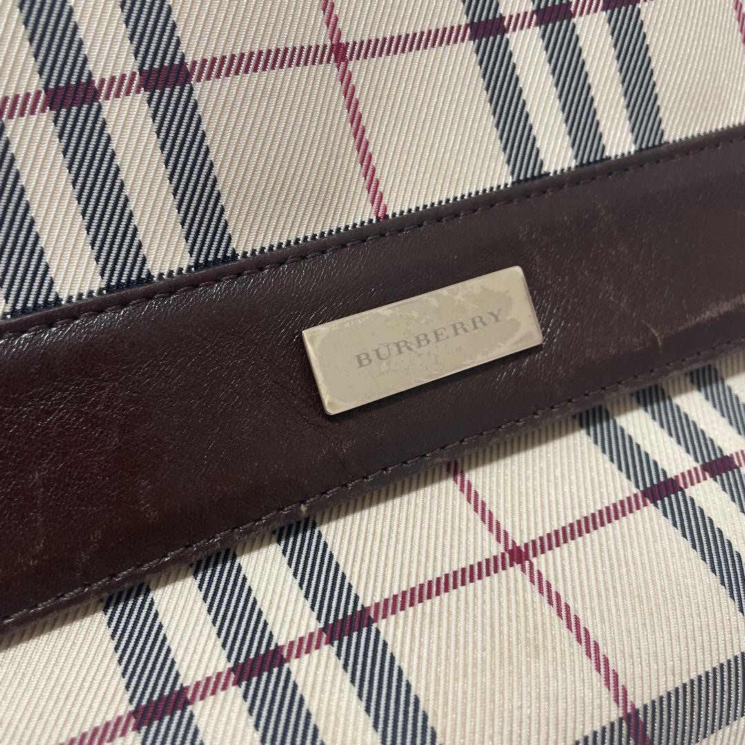 Burberry ショルダーバッグ　ノバチェック　ロゴプレート　キャンバス