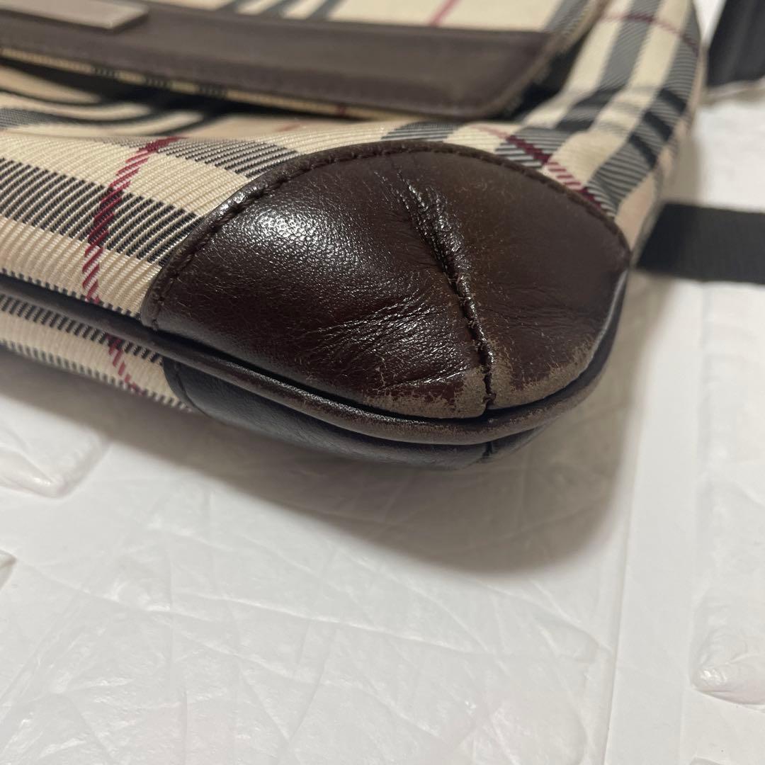 Burberry ショルダーバッグ　ノバチェック　ロゴプレート　キャンバス