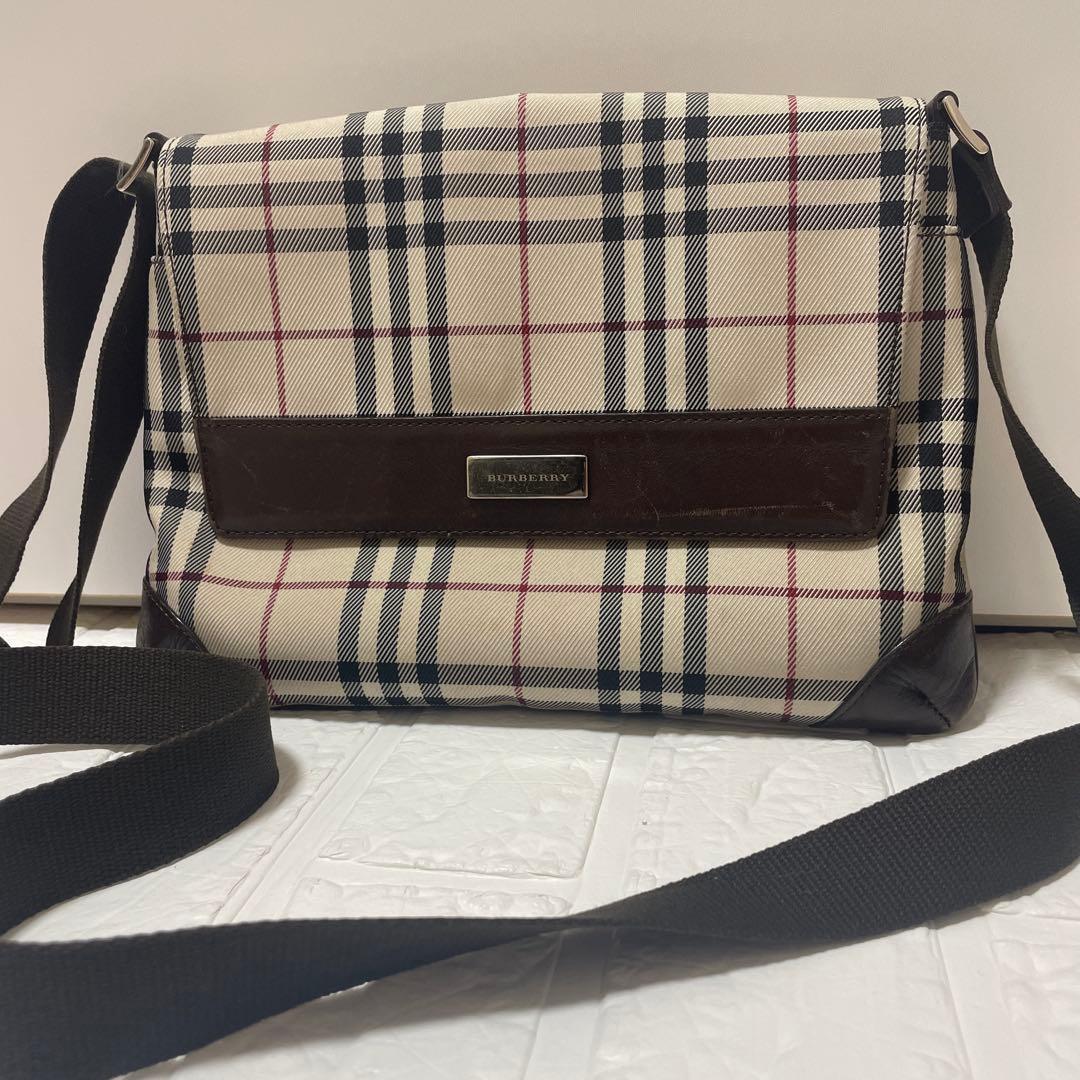 Burberry ショルダーバッグ　ノバチェック　ロゴプレート　キャンバス