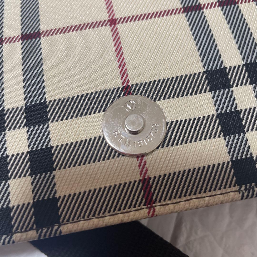 Burberry ショルダーバッグ　ノバチェック　ロゴプレート　キャンバス