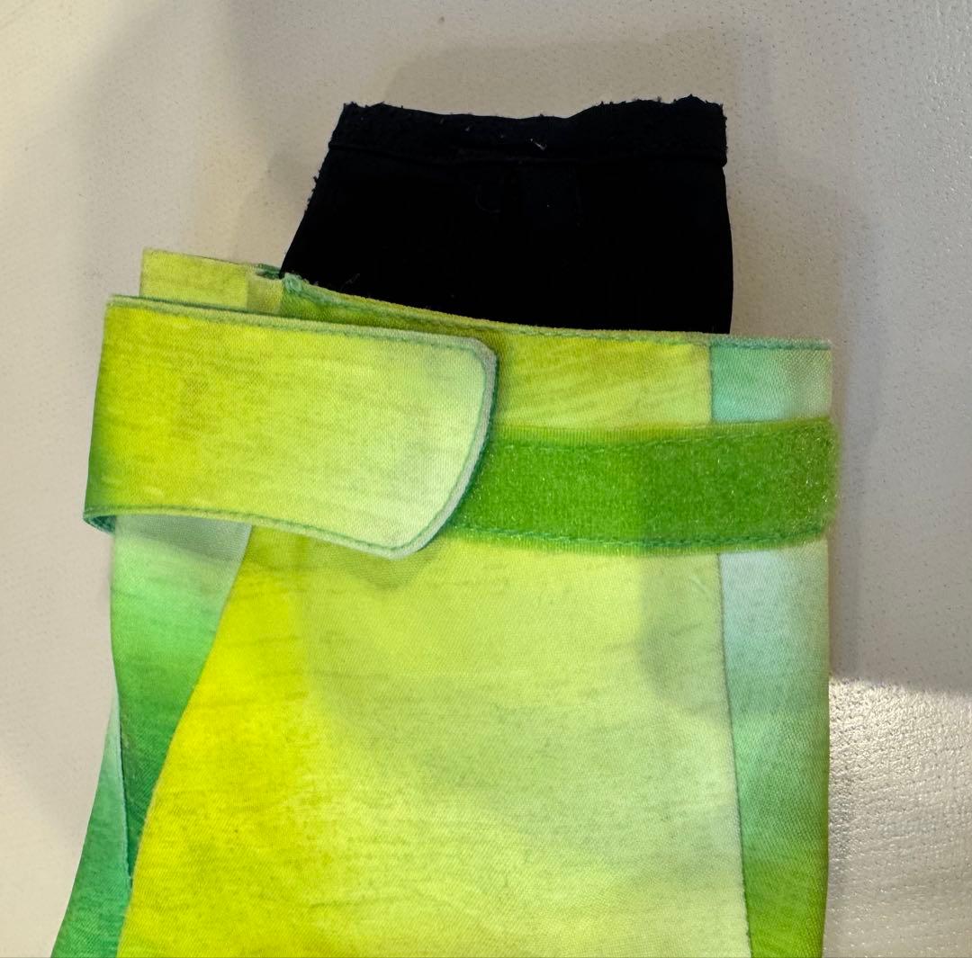 スキーウェア グリーン/イエロー 取り外しフード