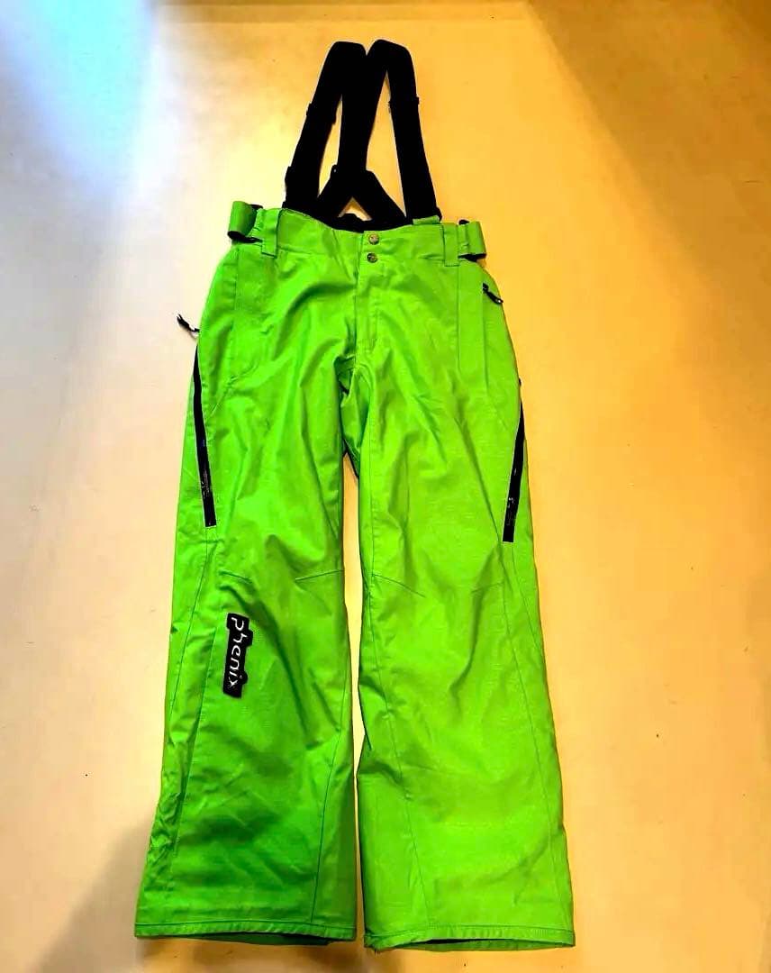 スキーウェア グリーン/イエロー 取り外しフード