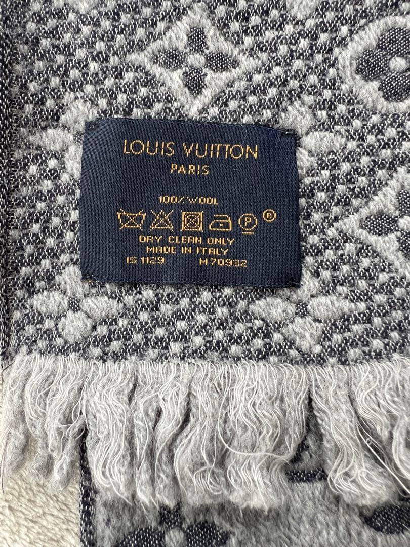 【ルイヴィトン】マフラー モノグラムクラシック グリクレール　グレー　メンズ