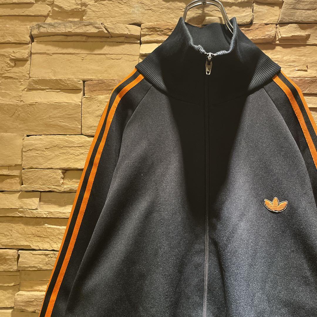 【希少】80s'/与田祐希/adidas/トラックジャケット/黒オレンジ/5号