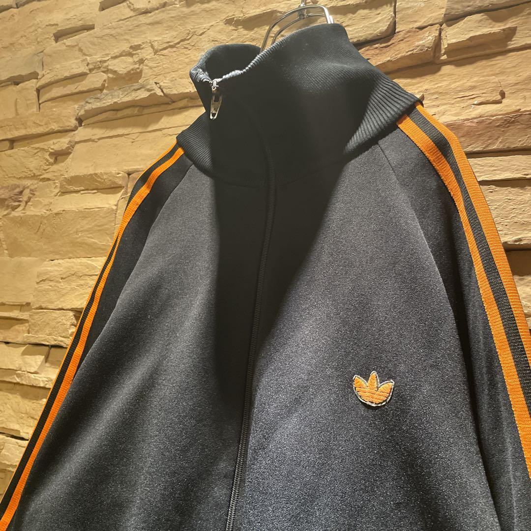 【希少】80s'/与田祐希/adidas/トラックジャケット/黒オレンジ/5号