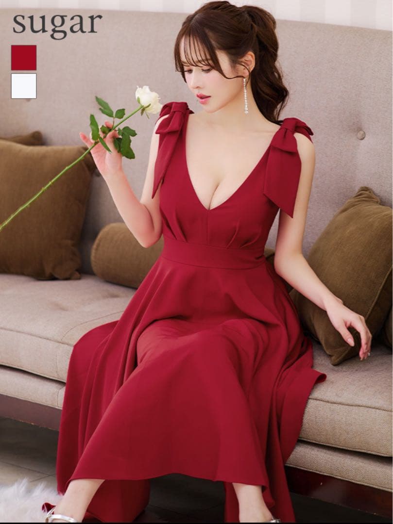 sugar ショルダーリボンノースリーブワンピース