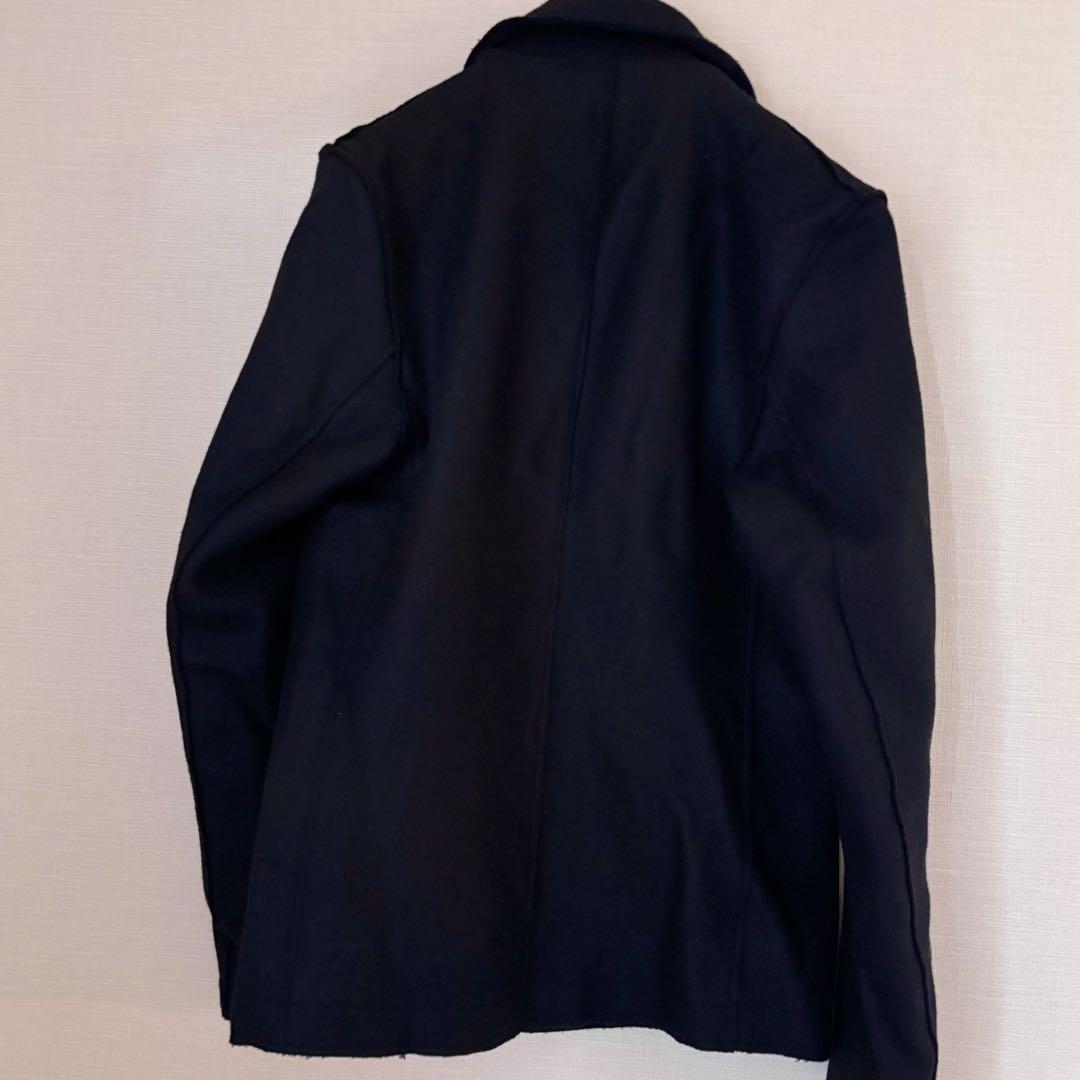 サイズ44（S） LANVIN カットオフ ウール Pコート BK ルーマニア製