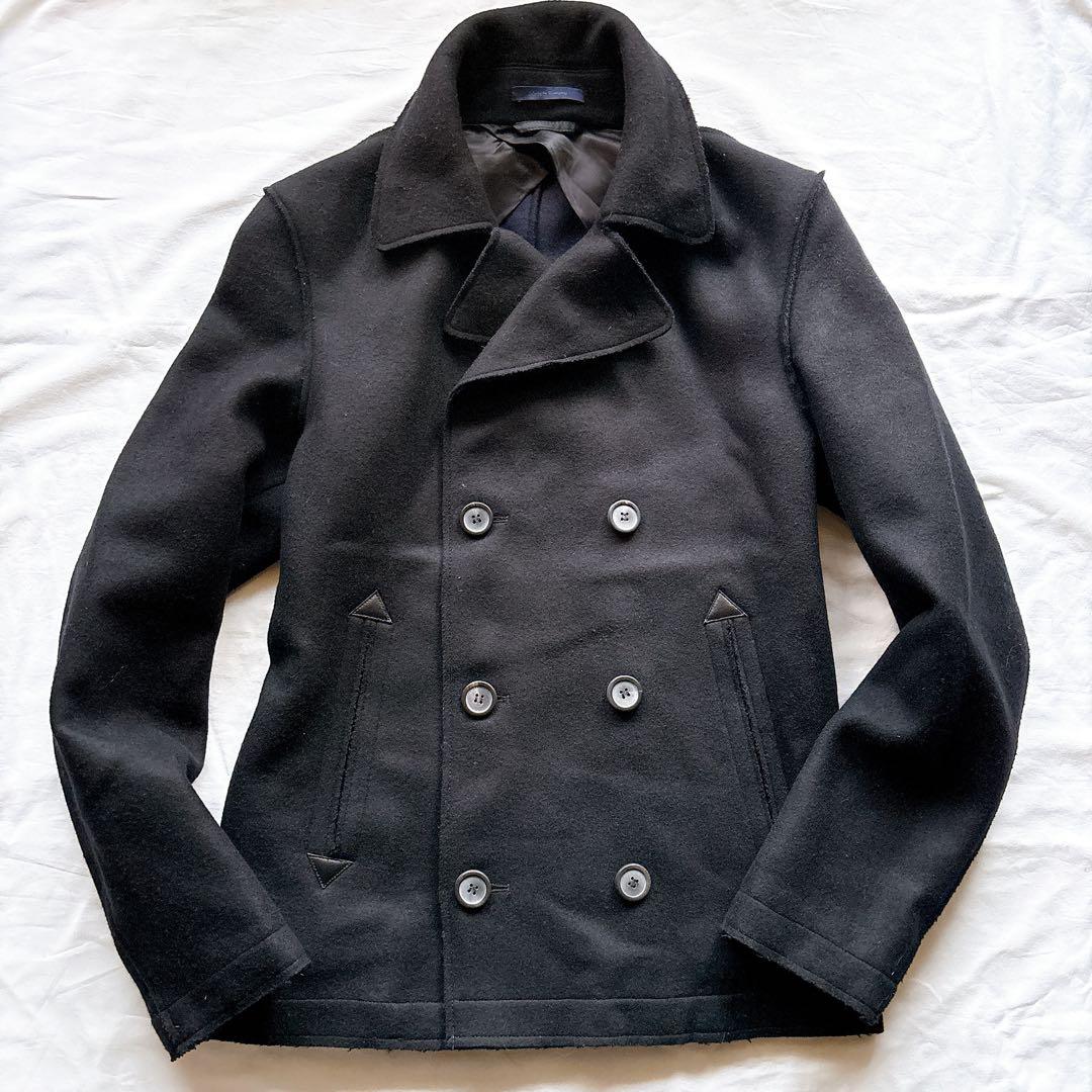 サイズ44（S） LANVIN カットオフ ウール Pコート BK ルーマニア製