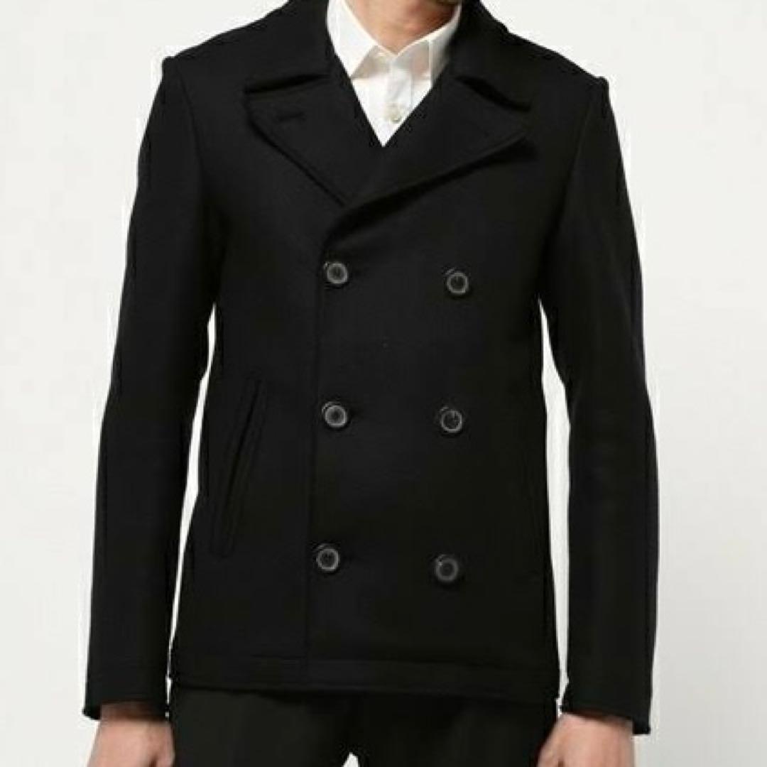 サイズ44（S） LANVIN カットオフ ウール Pコート BK ルーマニア製