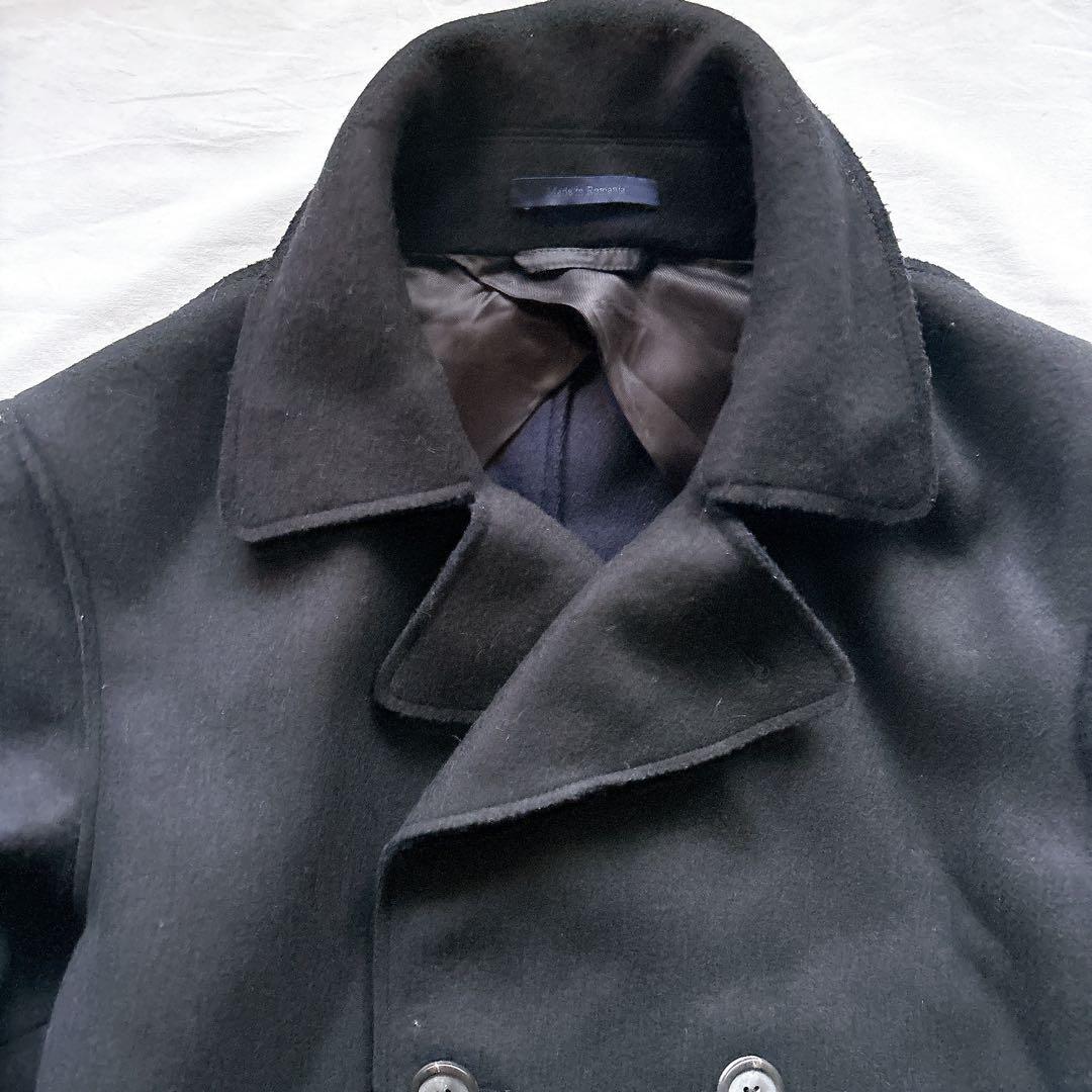 サイズ44（S） LANVIN カットオフ ウール Pコート BK ルーマニア製