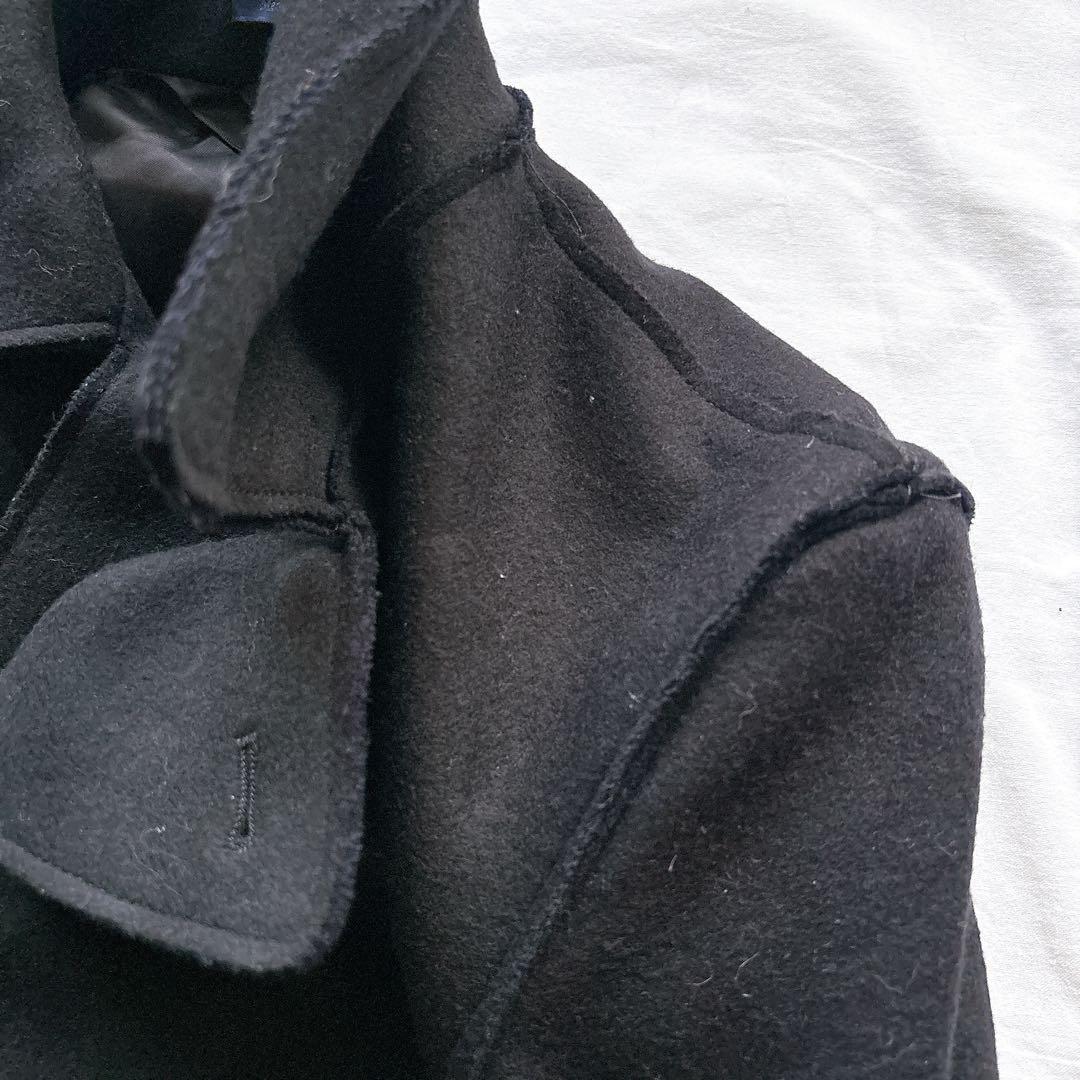 サイズ44（S） LANVIN カットオフ ウール Pコート BK ルーマニア製