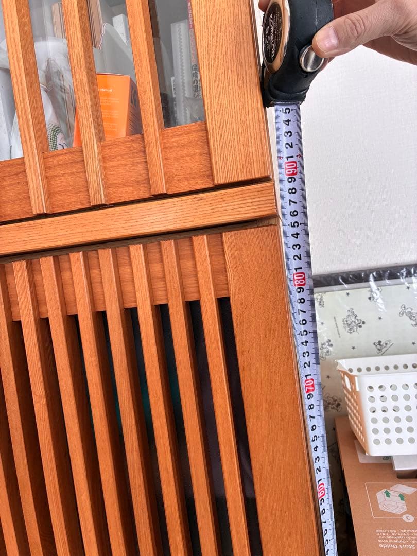 【タイムセール1.20まで】ナチュラルウッド スリットデザイン 食器棚