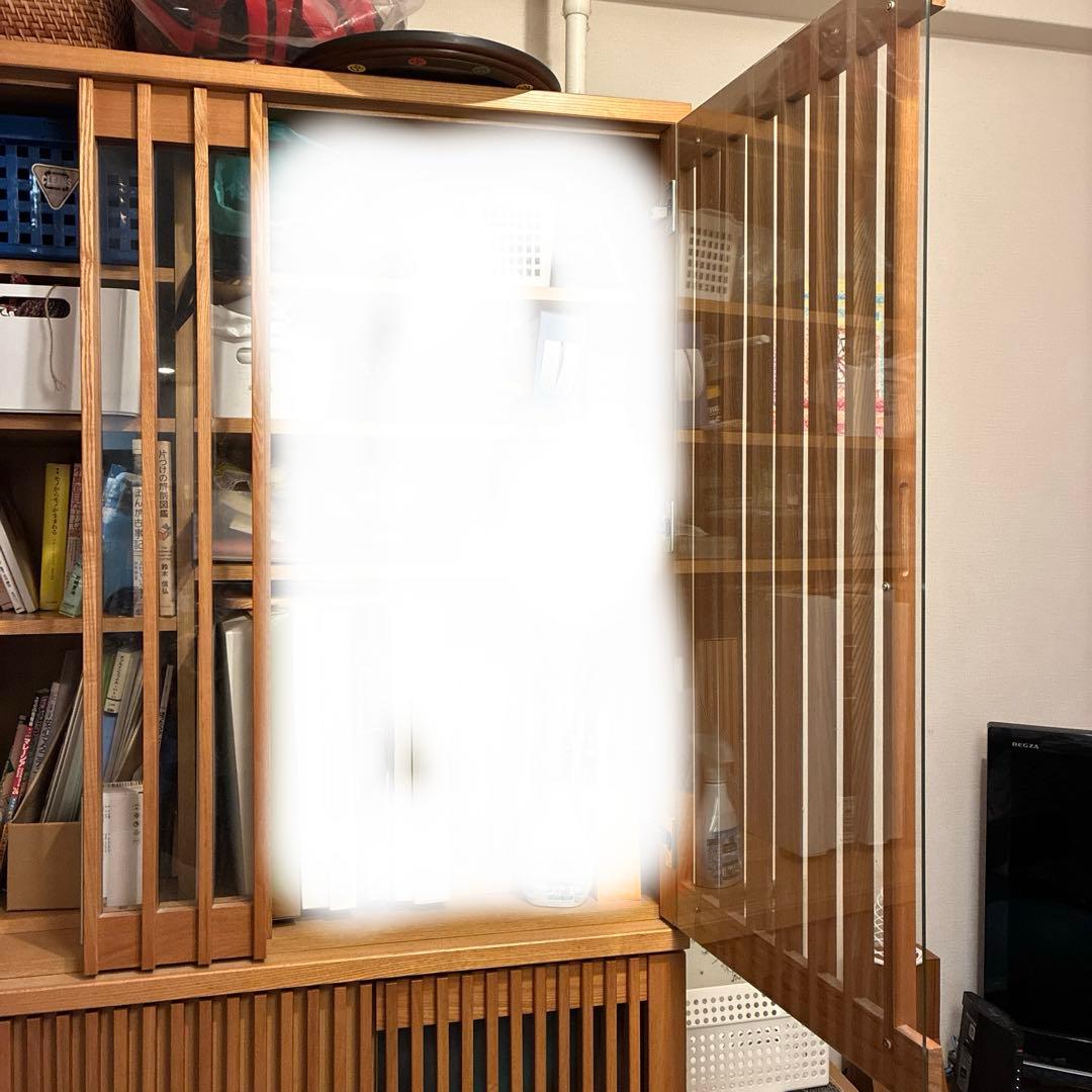 【タイムセール1.20まで】ナチュラルウッド スリットデザイン 食器棚